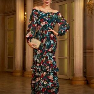 Floral Off-Shoulder Maxi Dress